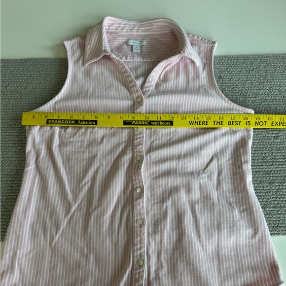 Charter Club Pink White Striped Cotton Sleeveless Button Down Top Preppy Sz 12 - Picture 9 of 16